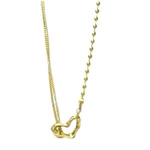 Amora – Gold Dual Chain Heart Pendant Necklace. Stainless Steel Jewelry